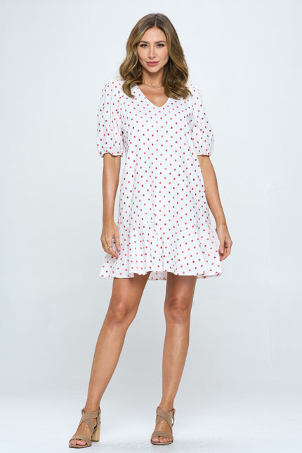 Polka Dot Dress with Ruffle Hem-1