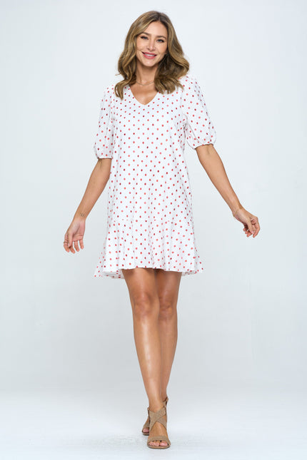 Polka Dot Dress with Ruffle Hem-2