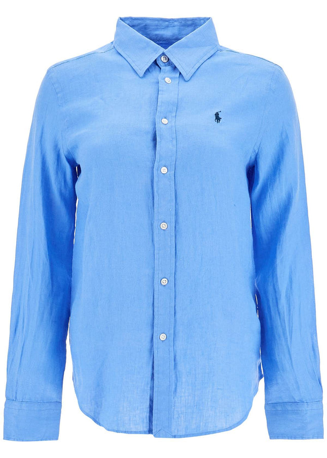 Polo Ralph Lauren long sleeve linen shirt harbor island blue for women