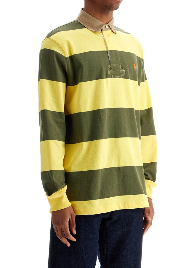 Polo Ralph Lauren olive green and yellow striped cotton polo