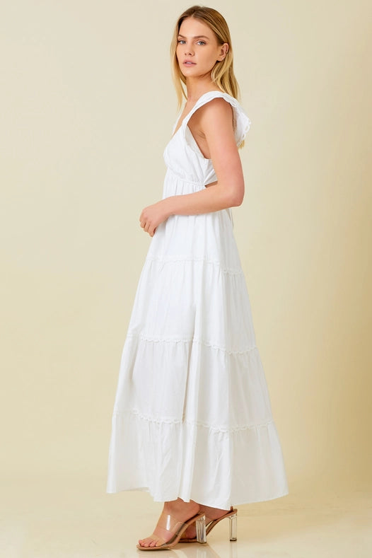 Poplin Ruffle Sleeve Dress IVORY