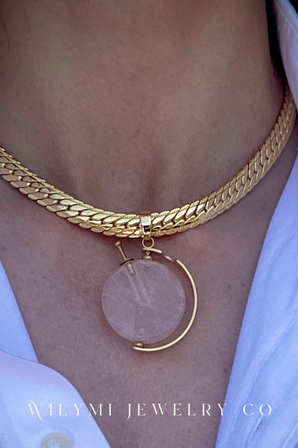 Presence Rose Quartz Aromatherapy Necklace | 24k Gf