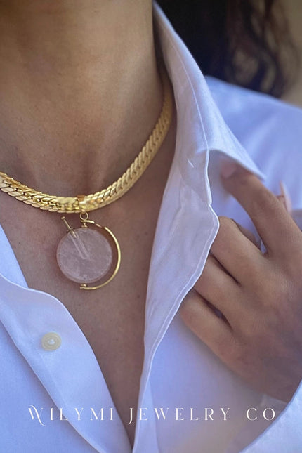 Presence Rose Quartz Aromatherapy Necklace | 24k Gf