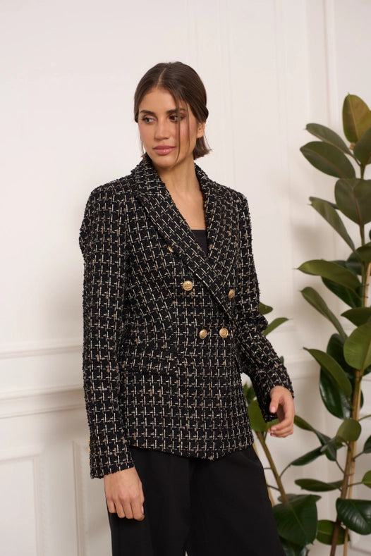 Printed Tweed Blazer Jacket