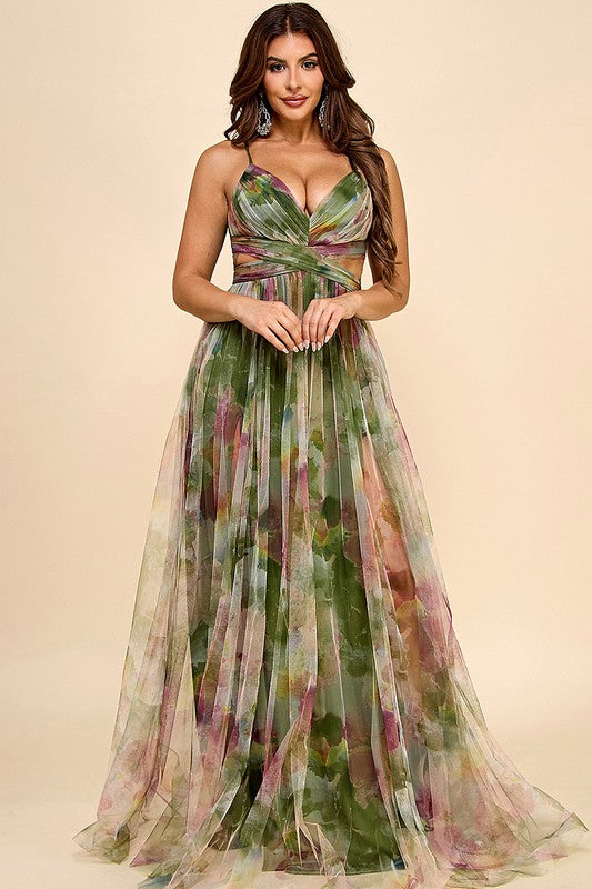 Prom,Bridesmaid Dress,Bridal,Gowns,Evening Dress Sage Multi