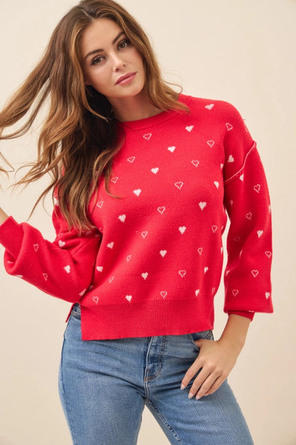 Pullover Heart Sweater or Star Sweater Top RED