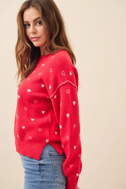 Pullover Heart Sweater or Star Sweater Top RED