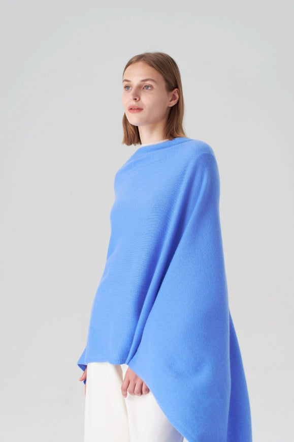 Pure Cashmere Travel Wrap - Azure Blue-scarfs-Pissenlit-Azure Blue-Urbanheer