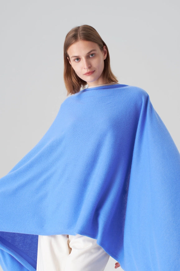 Pure Cashmere Travel Wrap - Azure Blue-scarfs-Pissenlit-Azure Blue-Urbanheer