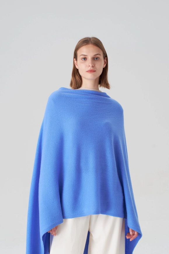 Pure Cashmere Travel Wrap - Azure Blue-scarfs-Pissenlit-Azure Blue-Urbanheer