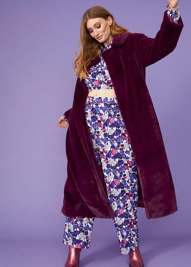 Purple Faux Fur Maxi Coat-1