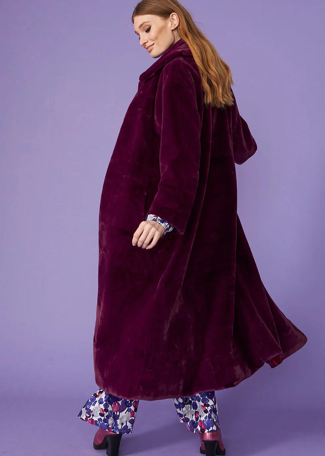 Purple Faux Fur Maxi Coat-3