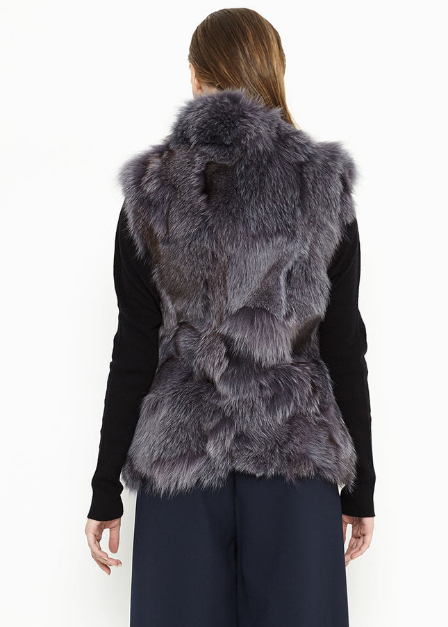 Purple Genuine Arctic Polar Fox Fur Vest-1