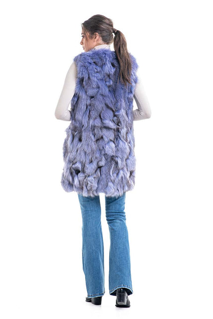 Purple Genuine Fox Fur Vest-2