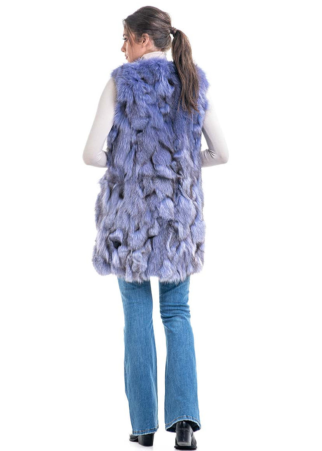 Purple Genuine Fox Fur Vest-2