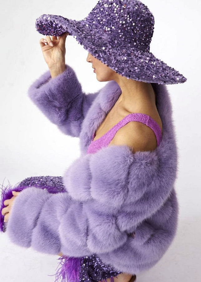 Purple Sequin Handmade Flapper Hat-0