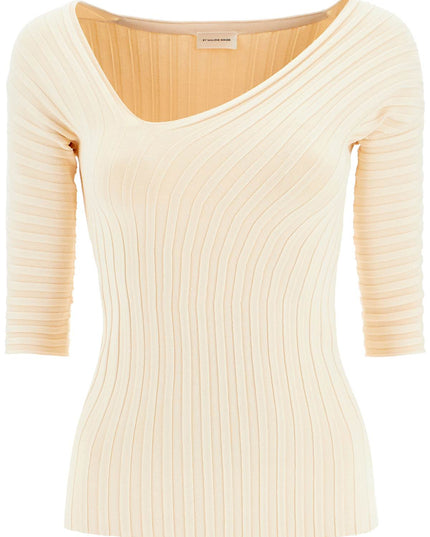 By Malene Birger 'Ivena' Ribbed Top With Asymmetrical Neckline-Sports | Fitness > Sports material and equipment > Sports t-shirts-By Malene Birger-XS-Urbanheer