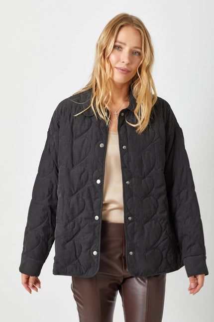 Quilted Heart Padded Jacket Black