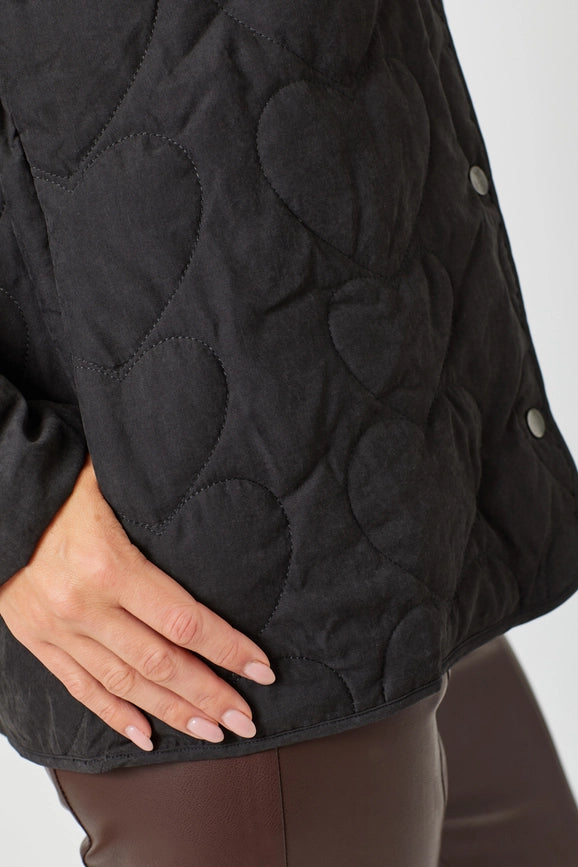 Quilted Heart Padded Jacket Black