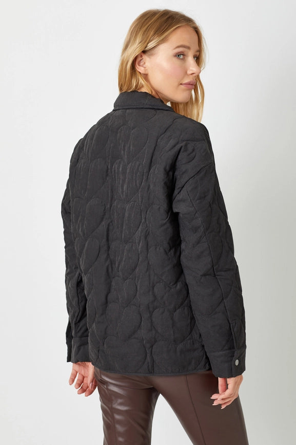 Quilted Heart Padded Jacket Black