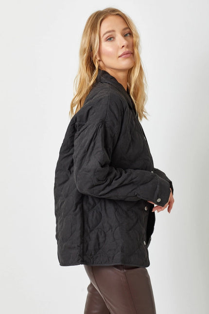 Quilted Heart Padded Jacket Black