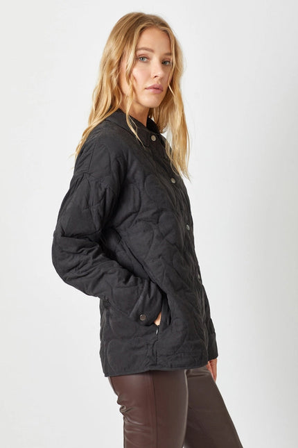 Quilted Heart Padded Jacket Black