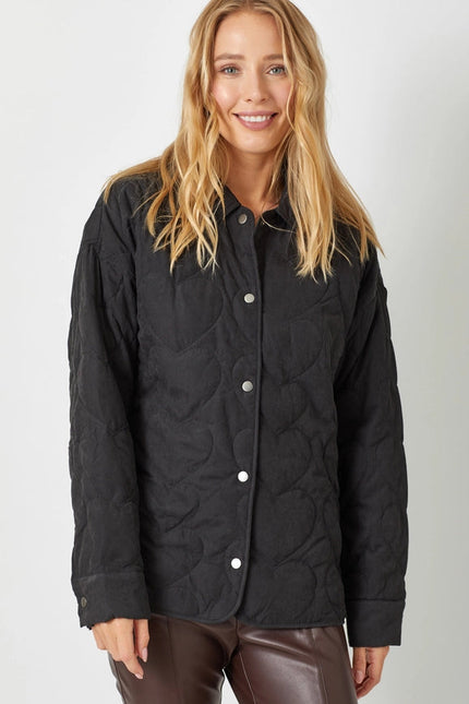 Quilted Heart Padded Jacket Black