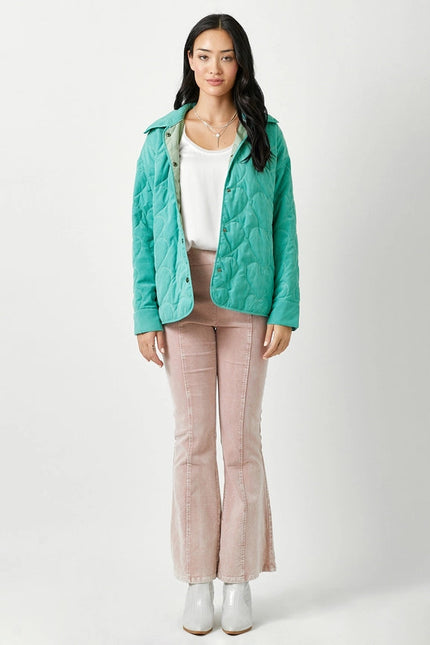 Quilted Heart Padded Jacket Jade