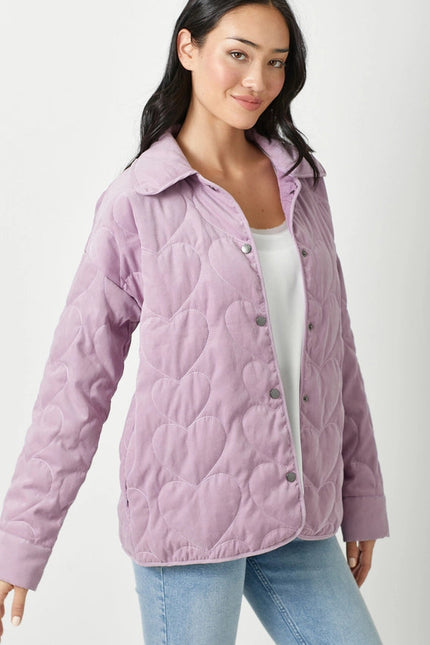 Quilted Heart Padded Jacket Lavender