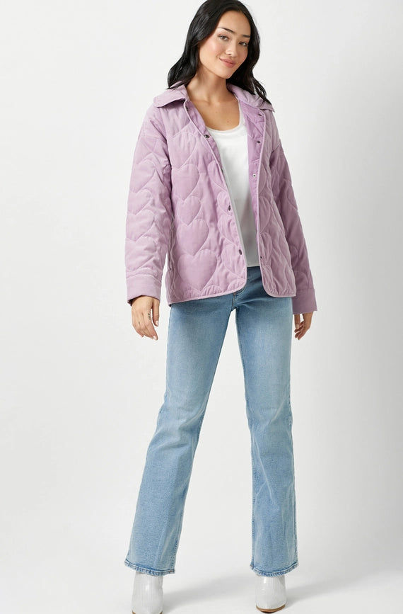 Quilted Heart Padded Jacket Lavender