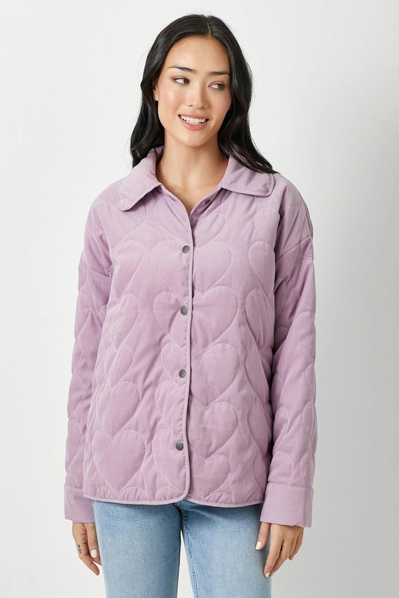 Quilted Heart Padded Jacket Lavender