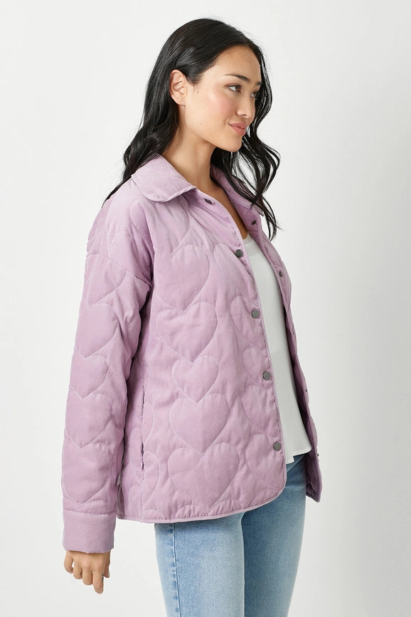 Quilted Heart Padded Jacket Lavender