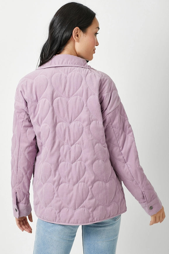 Quilted Heart Padded Jacket Lavender