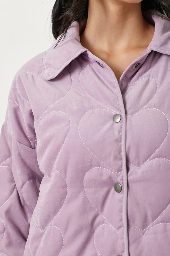 Quilted Heart Padded Jacket Lavender