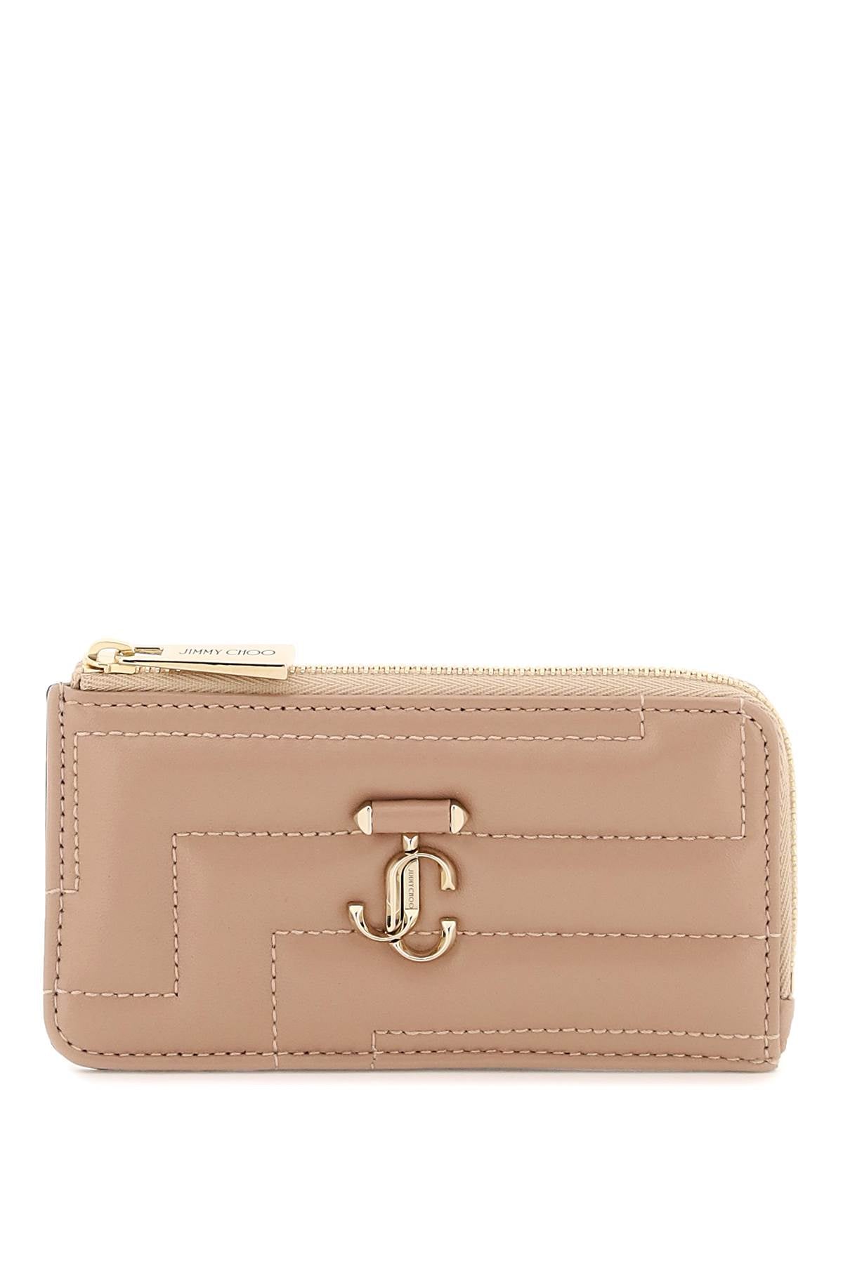 Quilted Nappa Leather Zipped Cardholder-women > accessories > wallets and small leather goods > card holders-Jimmy Choo-os-Rosa-Urbanheer