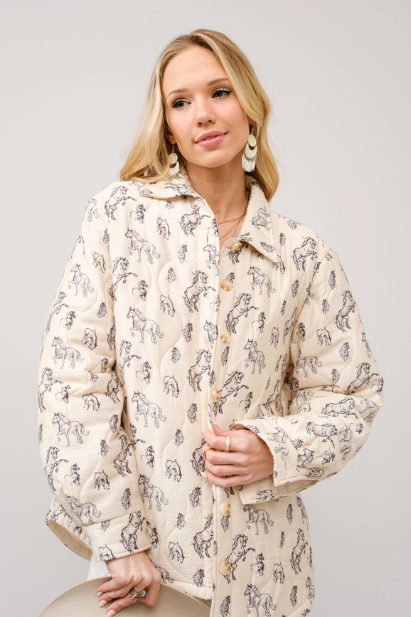 Quilted Western Horse Print Jacket