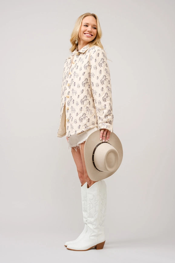 Quilted Western Horse Print Jacket