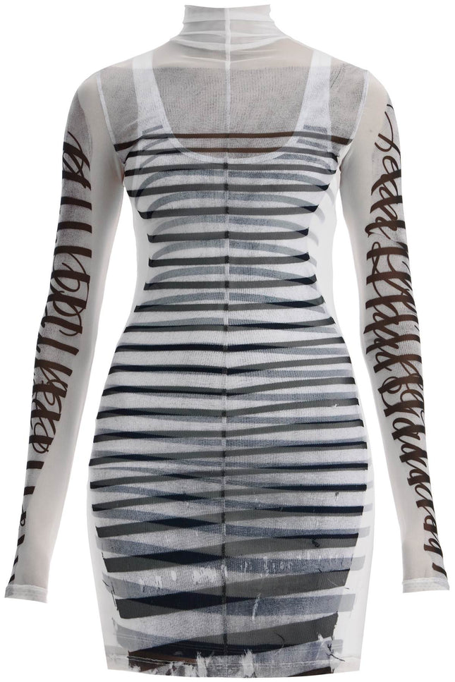 JEAN PAUL GAULTIER double layer mini dress with marinière print