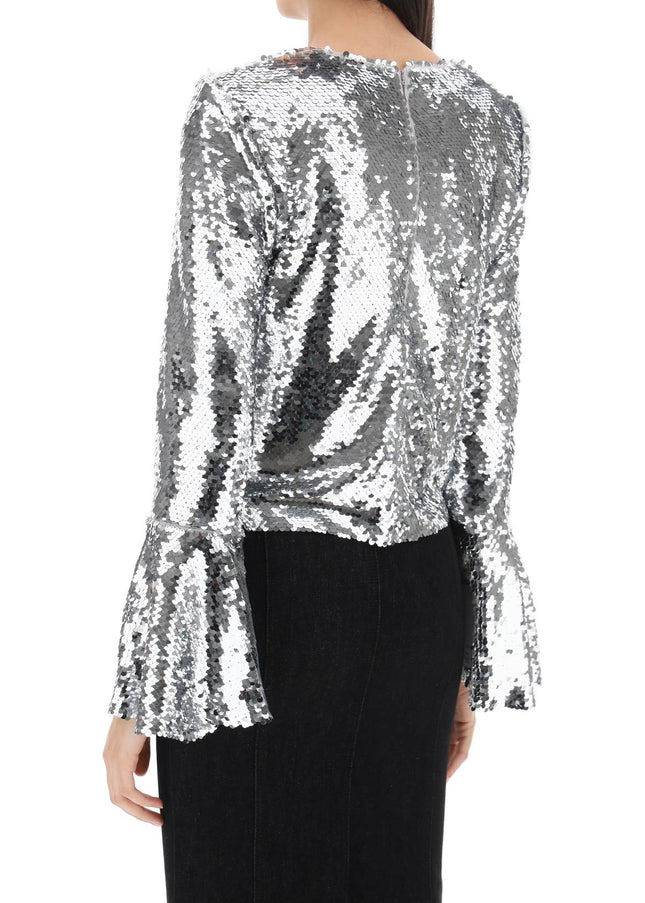 Self Portrait sequined cropped top