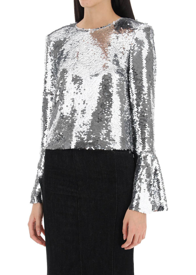 Self Portrait sequined cropped top