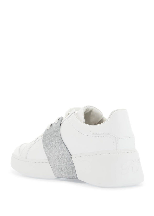 Roger Vivier white viv skate sneakers with rhinestone buckles