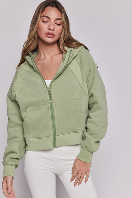 Effortless Fleece Full Zip Hoodie-rebody-Matcha-XS/S-Urbanheer