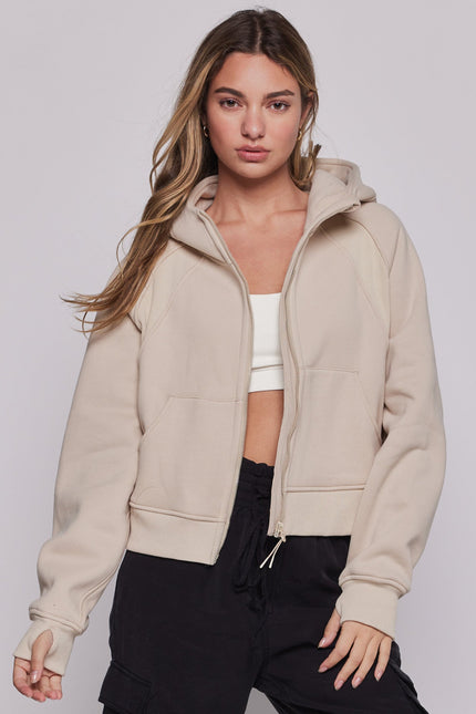 Effortless Fleece Full Zip Hoodie-rebody-Sand-XS/S-Urbanheer