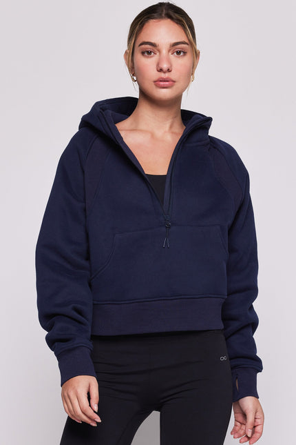 Effortless Fleece Half Zip Hoodie-rebody-True Navy-XS/S-Urbanheer