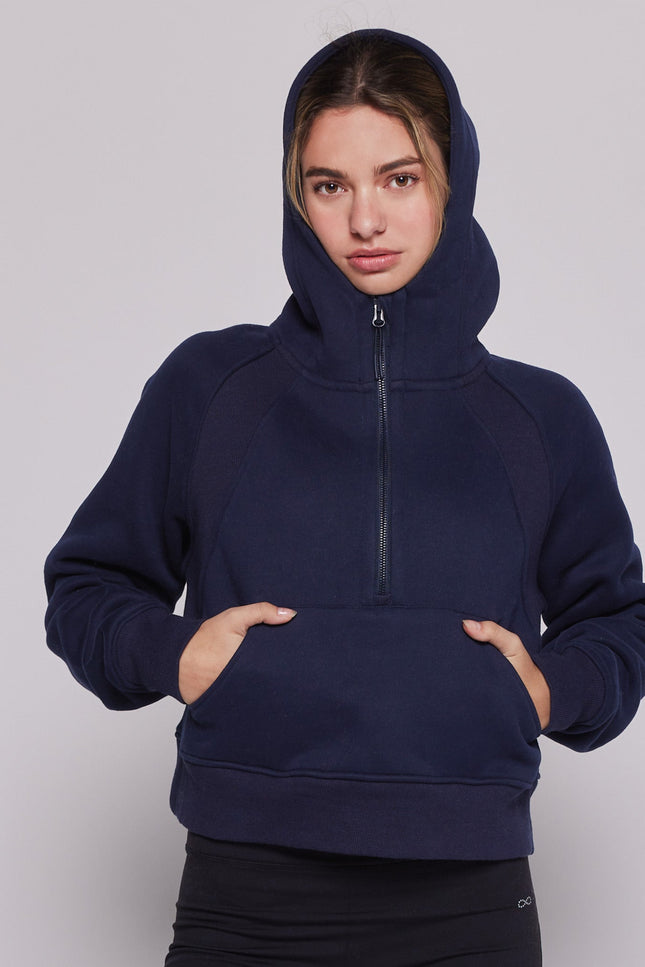 Effortless Fleece Half Zip Hoodie-rebody-Urbanheer