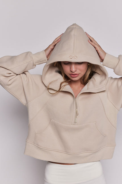 Effortless Fleece Half Zip Hoodie-rebody-Urbanheer