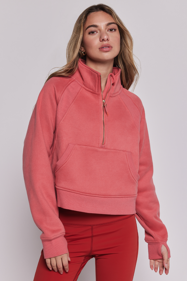 Effortless Fleece Crop Half Zip Jacket-rebody-Goji Berry-XS/S-Urbanheer