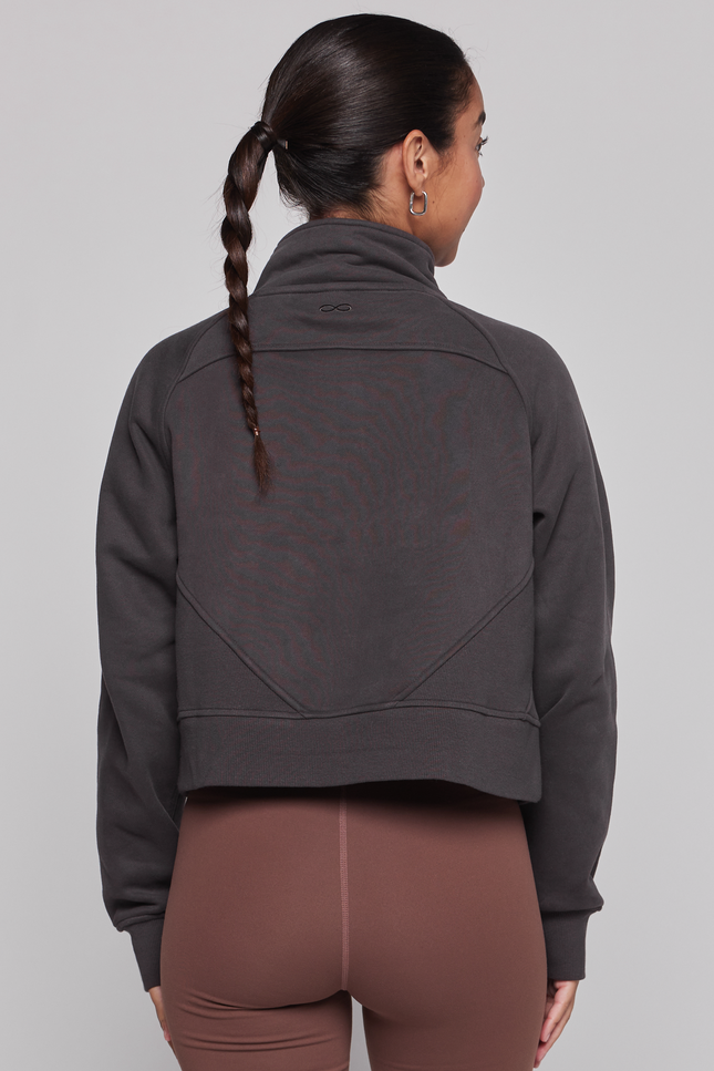 Effortless Fleece Crop Half Zip Jacket-rebody-Urbanheer