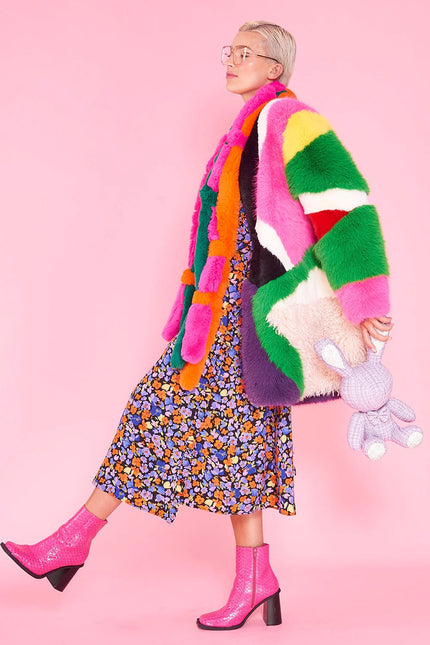 Rainbow Faux Fur Coat-1