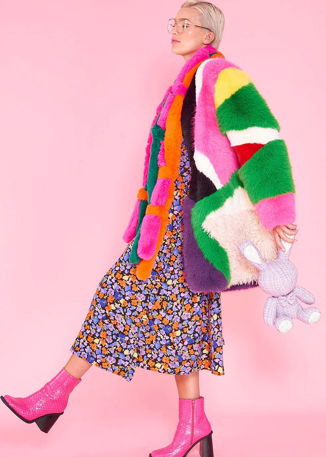 Rainbow Faux Fur Coat-1